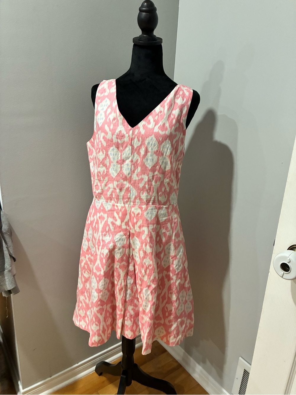 NWT GAP 100% Linen Pink Ikat Fit & Flare Dress Size 12
